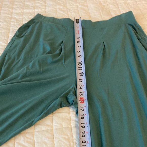Peruvian Connection Twyla Wide Leg Teal blue flat front crop pant XL - Picture 10 of 11